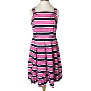 Talbots Woman Sundress Size 24W Navy Blue Ombre Pink White Striped Short Plus